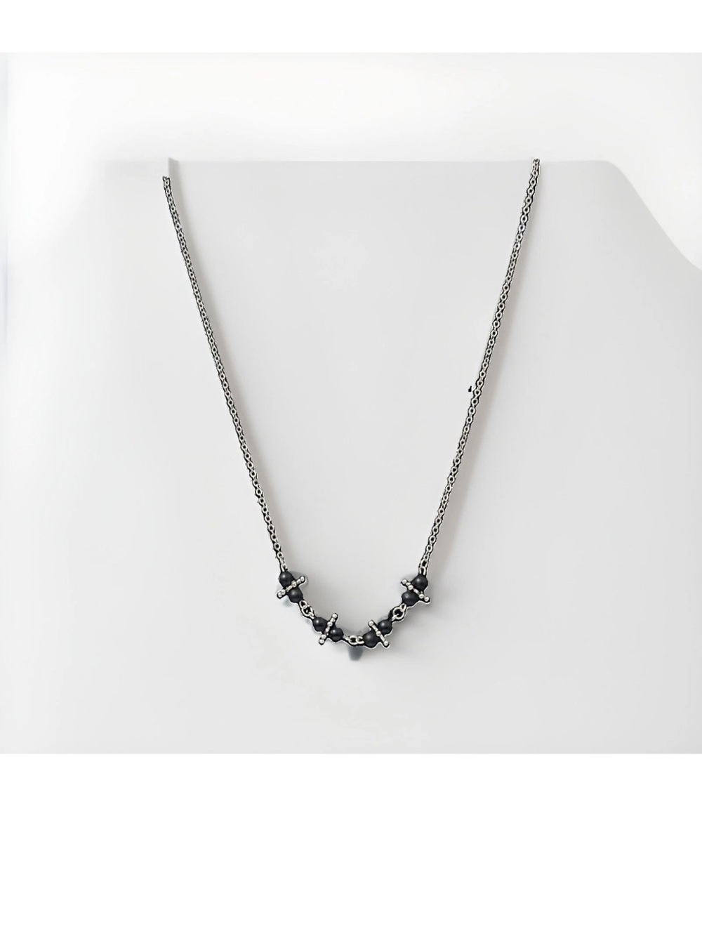 Gothic Chain Necklace Black Silver Bead Fall Halloween Punk Emo Grunge